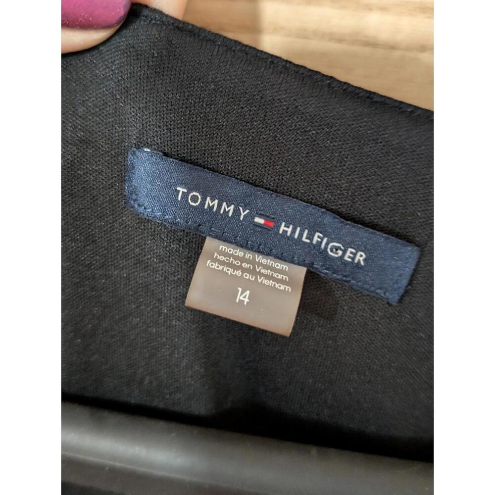 Tommy Hilfiger Women’s Flutter Sleeve High Low Tiered Skirt Dress Black Plus 14 - Picture 4 of 4